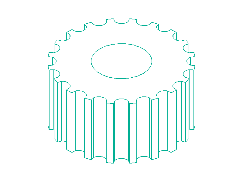 Dimensioned diagram of the GT2 pulley tooth profile (20-tooth, no-flange model)